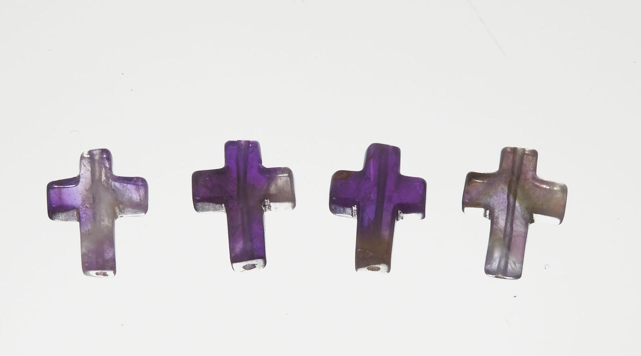 Amethyst Cross Beads 4 Pieces With 1.3mm Hole