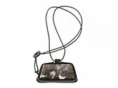 Dendritic Agate Brown Black Gray Stone Leather Necklace
