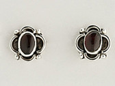 Oval Garnet Post Earrings