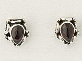 Small Garnet Sterling Post Earrings