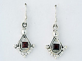 Faceted Garnet and Sterling Silver Long Earrings