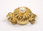 Gold and White Pearl Filigree Three-Strand Jewelry Clasp