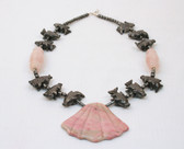 Rhodonite and Hematite Large Pink Shell Necklace