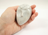 Marble Egg Head White Carved Stone Angry Face