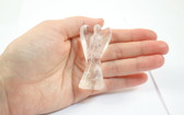 Quartz Crystal Angel Protection Hand Carved 2.4 Inch Clear White Stone Guardian Angel with Pouch