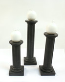 Black Onyx Candle Holders Tall Carved Stone Set of 3