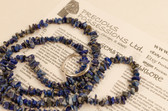 Lapis Lazuli Necklace Chip Beads Nuggets Long Royal Blue Strand 34 Inch with Clasp