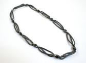 Long Hematite Necklace Black Stone Beads