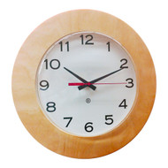 13" Round Wall Clock with Maple Bezel - Peter Pepper Model 361MA - Analog