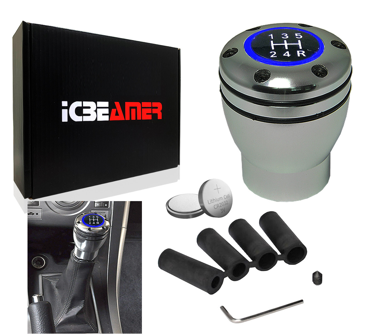 Color: Silver ICBEAMER Aluminum with Real Carbon Fiber Manual Stick Sifter Gear Lever Shift Knob 5 6 Speed Pattern 