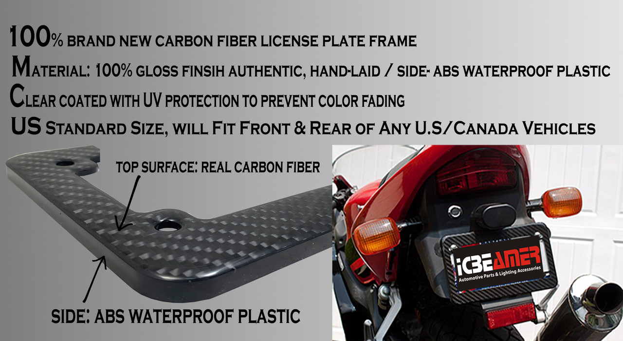 JDM Motorcycle Carbon Fiber License Plate Frame UNIVERSAL FAST SHIPPING