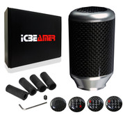 ICBEAMER Silver Aluminum w/ Carbon Fiber 3.25" Shift Knob, Tall Fit Automatic and 4, 5 and 6 Speed Manual Transmission Vehicles, Interior Car Gear Lever Stick Shift Handle Automotive Replacement Part