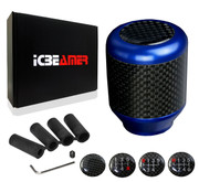 ICBEAMER Blue Aluminum w/ Carbon Fiber 2.5" Shift Knob, Fit Automatic and 4, 5 and 6 Speed Manual Transmission Vehicles, Interior Car Gear Lever Stick Shift Handle Automotive Replacement Parts