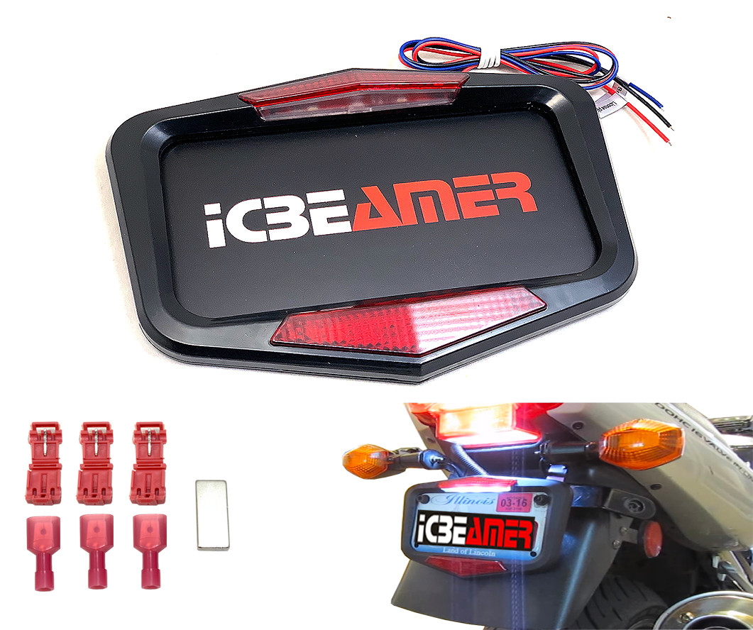 motorcycle license plate frame with led brake light