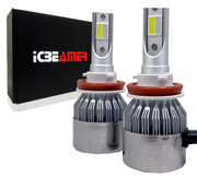 ICBEAMER 9004 HB1 LED COB HeadLight Bulb Replace Halogen Lamp [Color:6000K White Low Beam + 30000K Dark Blue High Beam]
