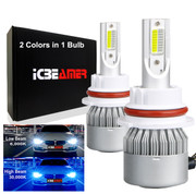 ICBEAMER 9007 HB5 Canbus COB LED Replace Halogen bulbs 2 colors in 1 Bulb High Beam 30000K Blue Low Beam in 6000K White