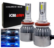 ICBEAMER H8 7200lm Canbus COB LED Replace Halogen Bulbs 3 colors in 1 Bulb 6000K White 10000K 30000K Dark Blue Headlight