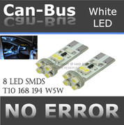 2 pcs Canbus 8LED White Error Free 2825 W5W T10 168 LED License Plate A392