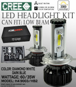 JDM CREE LED H4 9003/HB2 1800LM w/ cable High/Low Beam LED Kit Plug & Play A405