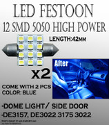 2pcs 42mm 560 LED Car doom Light Bulbs 12SMD Car Lamp Festoon Blue Bulbs A231