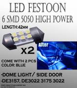 2pcs 42mm 560 578 LED Car doom Light Bulbs 6-SMD Car Lamp Festoon Blue Bulbs #2 A233