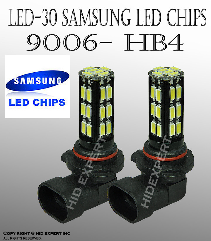 Combo 9006-HB4 9005-HB3 Samsung LED 30-SMD White Headlight Lamp Bulb Hi/Lo Beam 