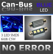 CANBUS 3 SMD Super Blue 6418 C5W Error Free License Plate Lights Bulbs #2