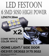 JDM 3022 6-SMD Car Lamp Festoon 2pcs 36mm White LED Car doom Light Bulbs wenc A228