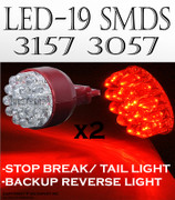19 LED 3056, 3156, 3157, 3356, 3456 Red Front Turn Singal Light Bulbs 2pcs A3