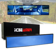 ICBEAMER 10.6" 270mm Easy Clip on Wide Angle Panoramic Blind Spot Fit Auto Interior Rearview Mirror Anti-Glare Blue Tint Convex Surface