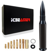 ICBEAMER 50 Cal Carbon Fiber Bullet Antenna Replacement [Color:Matte Black], Universal Fit Truck Van Cars Made with 6061 Solid Aluminum & Anti Theft Anti Chip Design Universal Fit good for AM/FM Radio