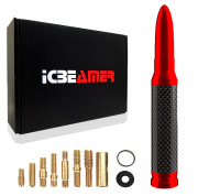 ICBEAMER 50 Cal Carbon Fiber Bullet Antenna Replacement [Color: Red], Universal Fit Truck Van Cars Made with 6061 Solid Aluminum & Anti Theft Anti Chip Design Universal Fit good for AM/FM Radio