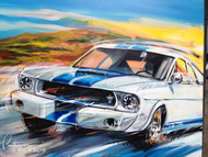 The GT 350.  The featured marque at the 2015 Rolex Monterey Historics.  This was painted live at Mazda Laguna Seca Raceway.  Signed and numbered limited edition print.