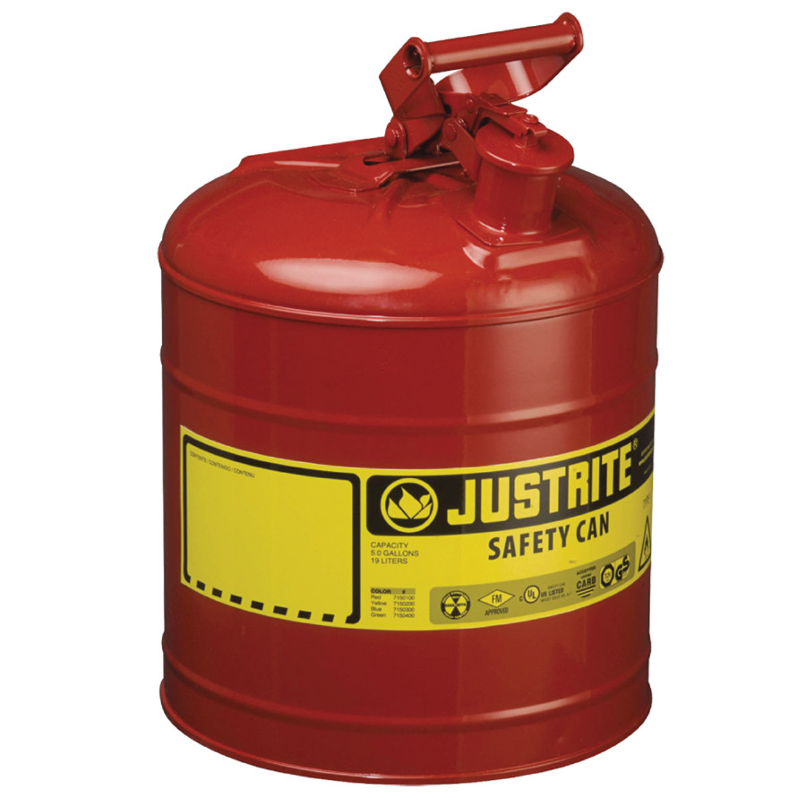 Justrite 7150100 Steel Safety Can for Flammables 5 Gal Saferite