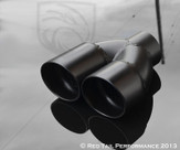 Dual 2.5" black exhaust muffler tip. 2.25" ID