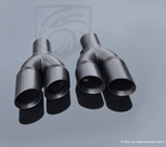 Exhaust Muffler Tip Set Black Dual 3" Staggered Double Walled Design 2.25" ID and 9.5" Length RTP-094BLR