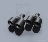 Exhaust Muffler Tip Set Black Dual 3" Staggered Double Walled Design 2.25" ID and 8.5" Length RTP-093BLR