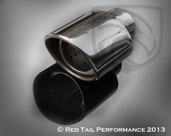 Exhaust Muffler Tip Oval Double Wall Forward Slash Cut Tip Inner Shelve Resonated 2.25" Inlet / ID, 4.5X3.75" Outlet / OD #RTP-011