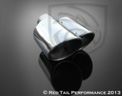 Exhaust Tip Dual Fused Oval Rolled Edge Porsche Turbo Style Right Side 2.25" Inlet / ID, 5.5"x3.5" Outer Dimension / OD, 8.5" Length #RTP-062R