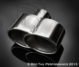 Exhaust Muffler Tip Quad Fused Oval Rolled Edge 2.25" Inlet / ID, 7.35"X3.25" Outer Dimension/ OD #RTP-027