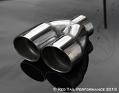 Exhaust Muffler Tip Dual Round Double Wall Resonated And Staggered 2.25" Inlet / ID, 5.63" Outlet / OD #RTP-022DS