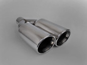 Exhaust Muffler Tip Dual Round Double Walled Inner Beveled 3" Inlet / ID, 10.25"X5" Outer Dimension / OD #RTP-073
