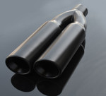 Black Exhaust Muffler Tip Dual Round Double Walled Inner Beveled Sideway Slanted 3" Inlet / ID, 8.25"X4" Outer Dimension / OD #RTP-074B