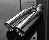 Exhaust Muffler Tip Dual Round Double Walled Inner Bevel 3" Inlet / ID, 8.25"X4" Outer Dimension / OD #RTP-075