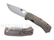 Spyderco Slysz Bowie C186TIP Folding Knife, 3-3/8" Plain Edge CTS-XHP Blade, Titanium Handle