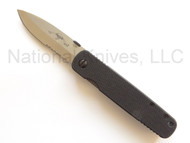 Emerson Knives A-100 SFS Folding Knife, Satin 3.625" Partially Serrated Blade, Black G-10 Handle