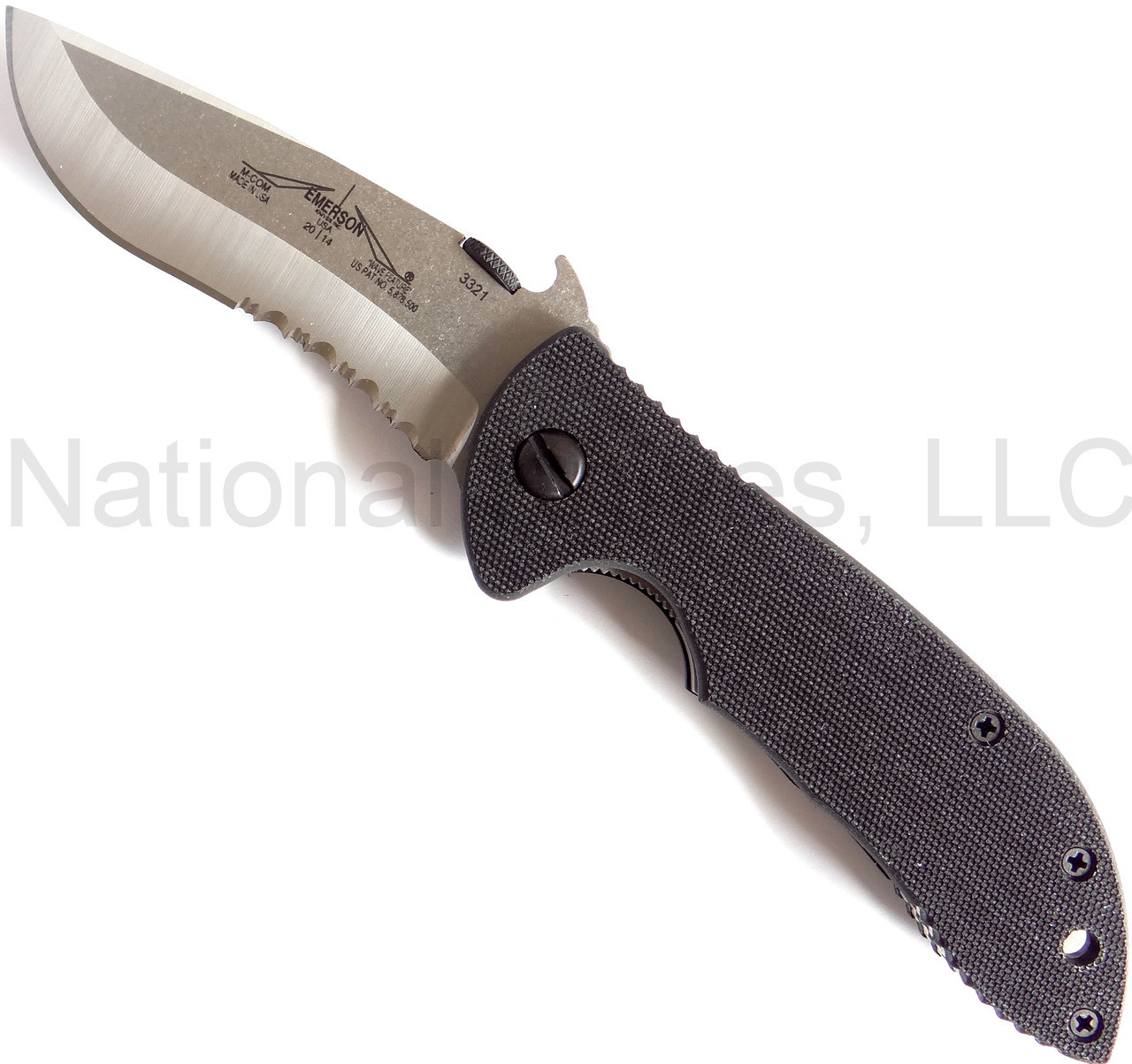 Emerson Knives Mini Commander SFS Knife Dealr Wave Satin 3.4" ComboEdge Blade 