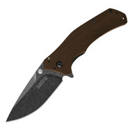 Kershaw Knockout 1870BWBRN Limited Edition Assisted Opening Knife, 3.25" Plain Edge Elmax Blade, Brown Handle