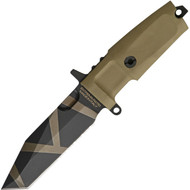 Extrema Ratio Fulcrum C 150FULCDW Fixed Blade Knife, Geo Camo 4.3" Partially Serrated Blade, Desert Warfare Forprene Handle, Sheath