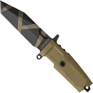 Extrema Ratio Fulcrum C 150FULCDW Fixed Blade Knife, Geo Camo 4.3" Partially Serrated Blade, Desert Warfare Forprene Handle, Sheath